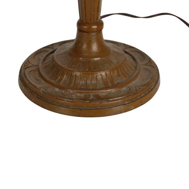 1920s Arts & Crafts Bradley & Hubbard Style Stained Leaded Glass Table Lamp For Sale - Image 6 of 11