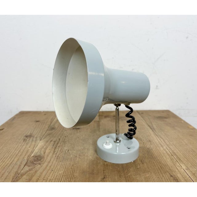Josef Hurka Vintage Grey Metal Wall Lamp by Josef Hurka for Napako, 1970s For Sale - Image 4 of 17