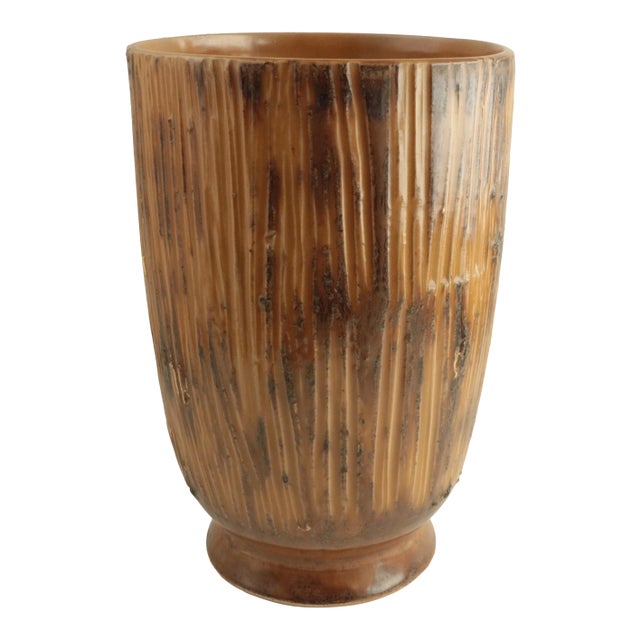 Mid-Century Japanese Artisan Stoneware Vase For Sale