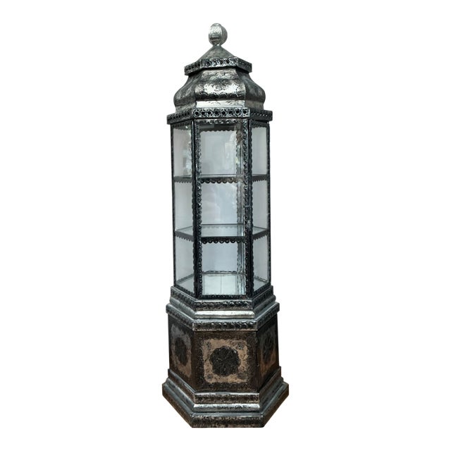 Ornate Metal and Glass Showcase For Sale