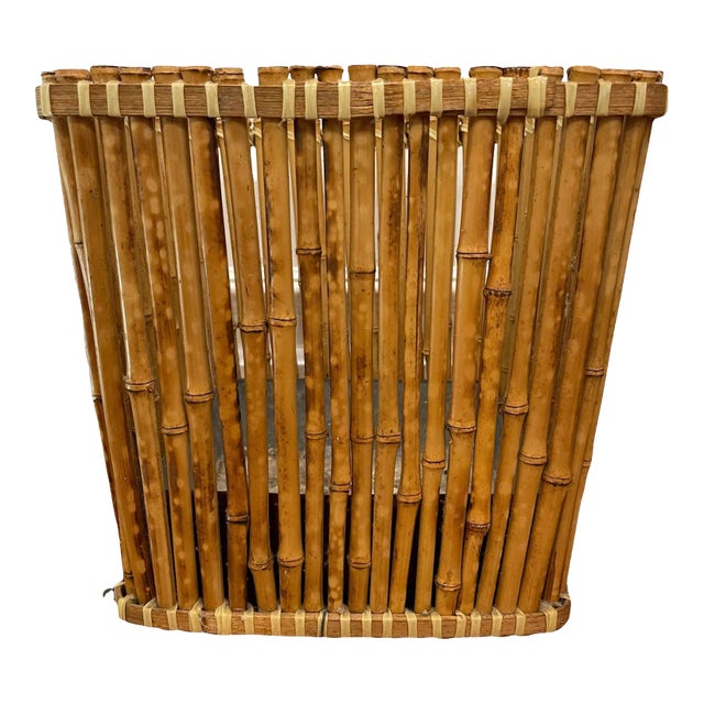 Large Tortoise Bamboo Rattan Planter With Liner For Sale