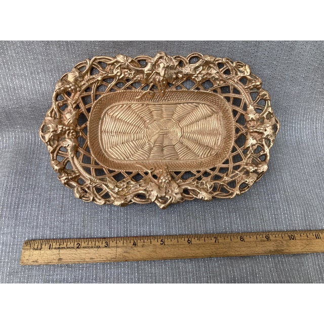 Bronze Antique Polished Bronze Reticulated Dish Catchall For Sale - Image 8 of 11