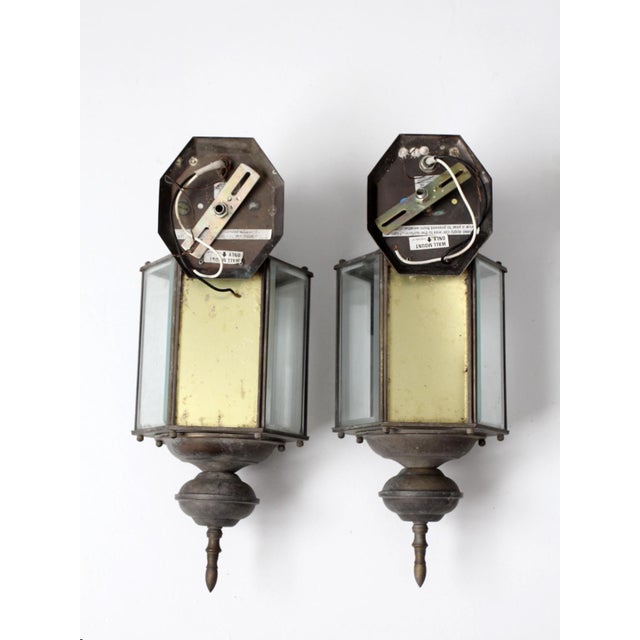 Metal Vintage Outdoor Wall Lantern Sconces - a Pair For Sale - Image 7 of 11