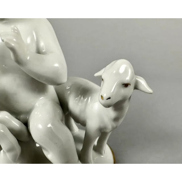 Vintage Porcelain Figurine of Cherub with Lambs from Gerold & Co. Tettau, Bavaria, Germany, 1960s For Sale - Image 6 of 9