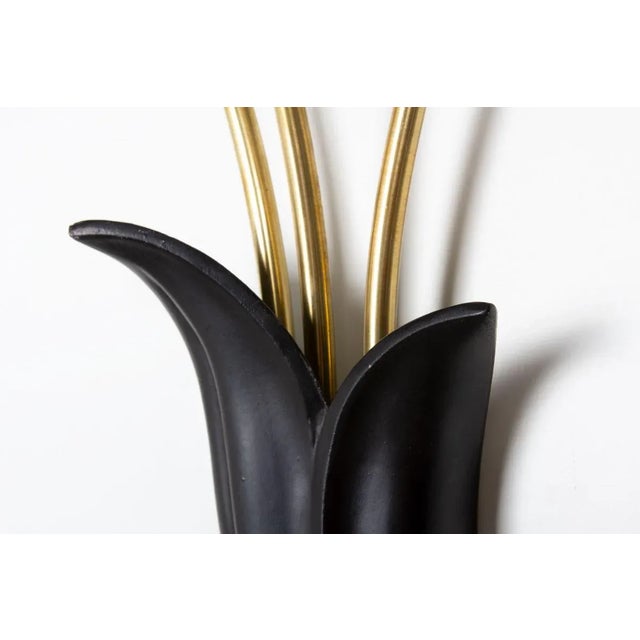 Black Wall Lights with Metal and Brass, 1950, Set of 2 For Sale - Image 8 of 10