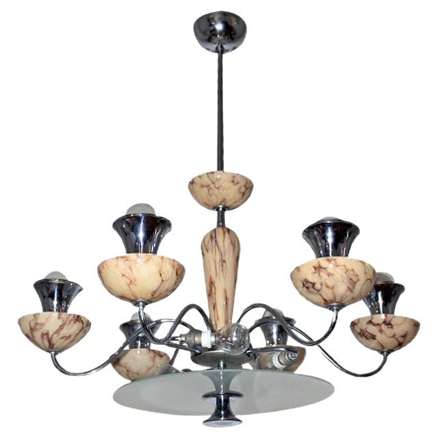 Art Deco Chandelier in Chrome, 1930s For Sale