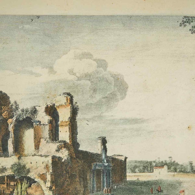 Landscape Scene with Classical Ruins, 2000s, Engraving, Framed For Sale - Image 3 of 5