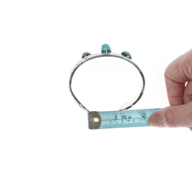 Metal 6 3/8" vintage Navajo shadowbox peyotebird cuff bracelet with turquoise For Sale - Image 7 of 10