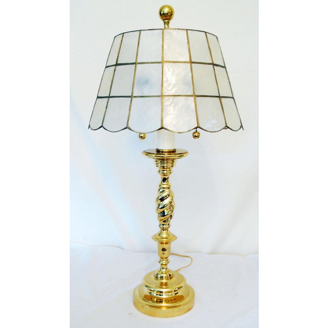 Brass Table Lamp & Capiz Shell Shade Chairish