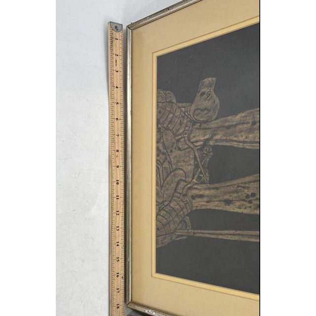 Gothic Late 20th Century Framed 37x18 Gold Wax Brass Rubbing Knight Henry Rochforth 1470 For Sale - Image 3 of 9