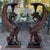Gothic 19th Century Rare Monumental Pair of Hand-Carved Griffin Pedestal Stands in Dark Wood For Sale - Image 3 of 12