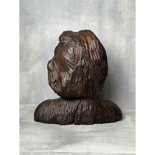 Antique Carved Wooden Female Bust For Sale - Image 4 of 10