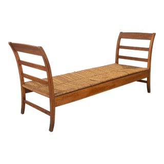 1940s French Wood and Woven Daybed For Sale