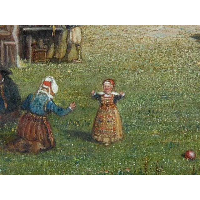 Late 19th Century Oil Painting on Board of a Picnic by Samuel Colman For Sale - Image 5 of 7