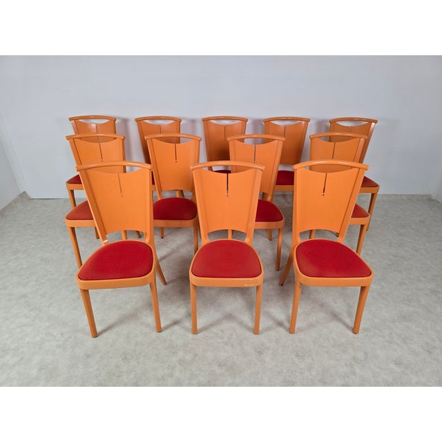 Orange Chairs by Joamin Baumann for Baumann, Paris, 1970s, Set of 12 For Sale - Image 17 of 17