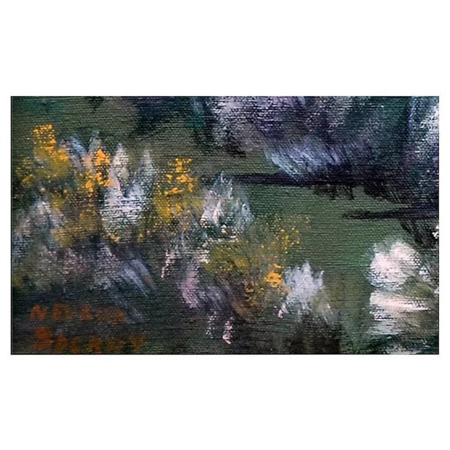 Mid 20th Century Hillside Farmhouse Landscape Oil Painting, Framed For Sale - Image 4 of 5