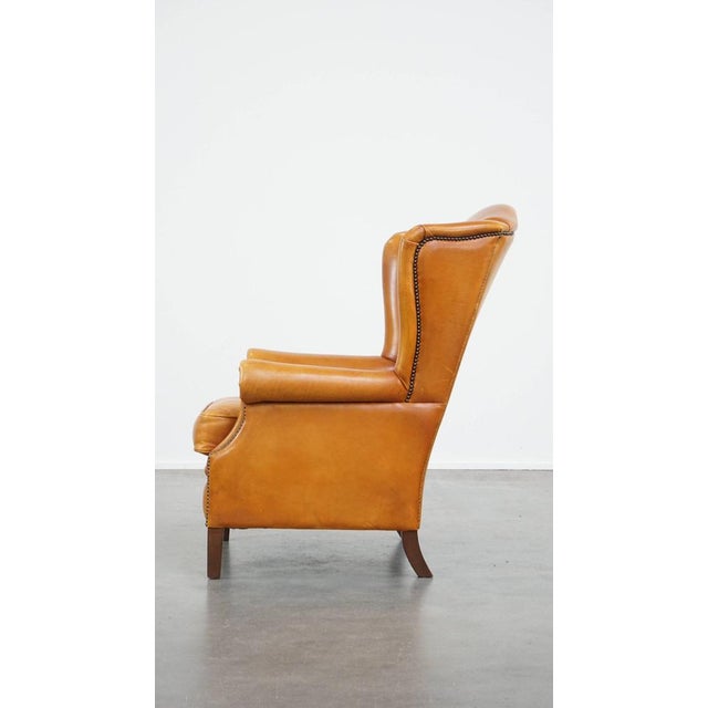 Wing Chair in Cowhide Leather For Sale - Image 5 of 12