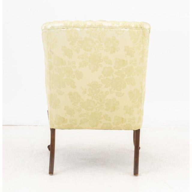 Green Queen Anne Style Silk Upholstered Armchair For Sale - Image 8 of 8