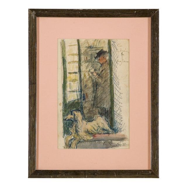 Edmond Heuzé, French Belle Époque Signed Watercolor For Sale