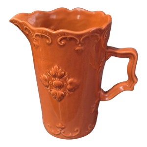 Vintage Jane Adams Fancy Scroll Collection Coral Color Water Pitcher