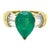 Natural 3.22 Carat Pear Cut Colombian Emerald With Baguette Diamond Side Stone R, Size 7 For Sale
