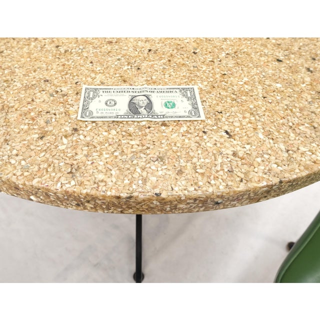 Plastic Resin Cast Abalone Shell Round Top Outdoor Table 4 Cane Back Chairs Iron Set - 5 Piece Set For Sale - Image 7 of 12