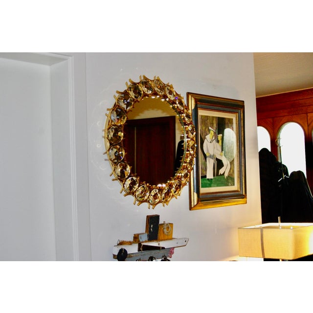 1960s Large Circular Mirror in Gilded Brass by Christophe Palma for Palwa, 1960s For Sale - Image 5 of 16