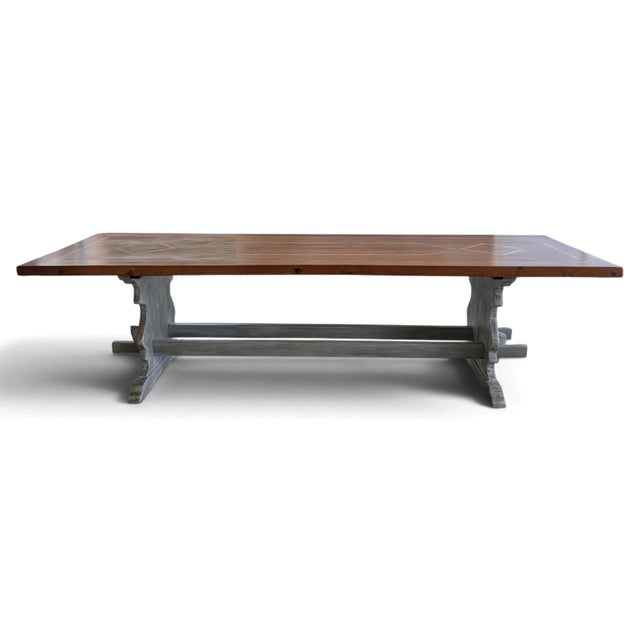 Large Russian Pine Table with Olive Wood Inlays For Sale - Image 10 of 10