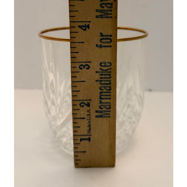 Transparent Vintage Mid Century Coastal Regency Gold Rim Pineapple Cut Glass Tumblers – Set of 4 For Sale - Image 8 of 8