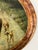 Vintage convex plaster wall plaque featuring an English fox-hunting scene with riders on horseback, hounds, and a country...