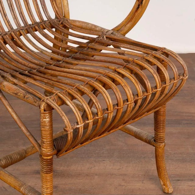 Vintage Set of 4 Bamboo Wicker Arm Chairs by Robert Wengler, Denmark 1960's For Sale - Image 11 of 13