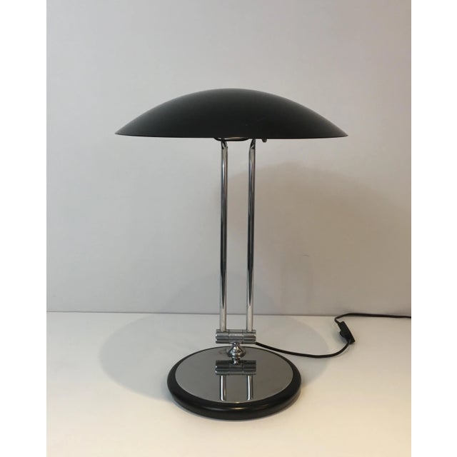 1970s Design Adjustable Chrome and Black Lacquered Desk Lamp, circa 1970 For Sale - Image 5 of 13