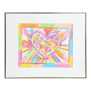 Heart, Unknown Artist Pastel and Collage on Paper