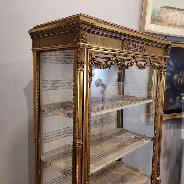 Napoleon III Display Case in Carved and Gilded Wood, France, 1900s For Sale - Image 10 of 18