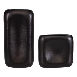 Anodic Dark Brown Vases Set/2 For Sale