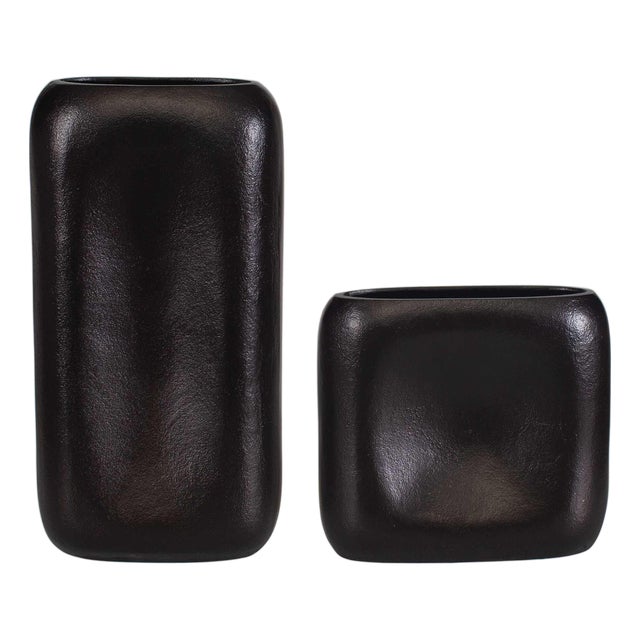 Anodic Dark Brown Vases Set/2 For Sale