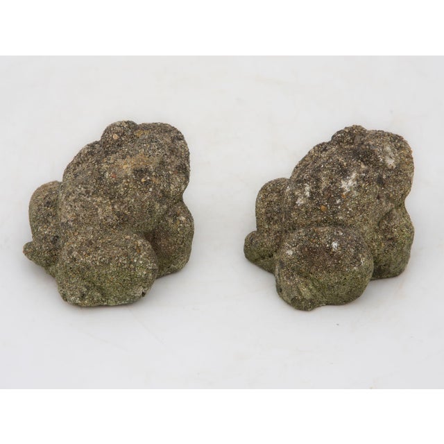 Pair of Reconstituted Stone Frog Garden Ornaments, England 1970s For Sale - Image 4 of 6