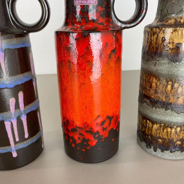 Vintage Fat Lava Pottery Vases by Scheurich, Germany, 1970s, Set of 4 For Sale - Image 10 of 18