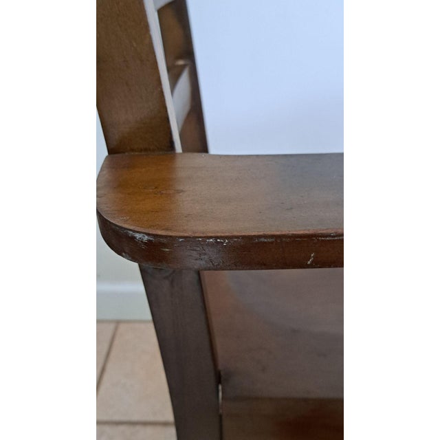 1930s Wooden School Desk Chair W/Attached Writing Arm & Book Shelf Ocean County For Sale - Image 12 of 12