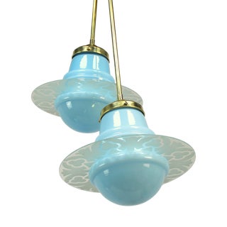 Art Deco Lamps in Brass and Glass, 1930s, Set of 2 For Sale