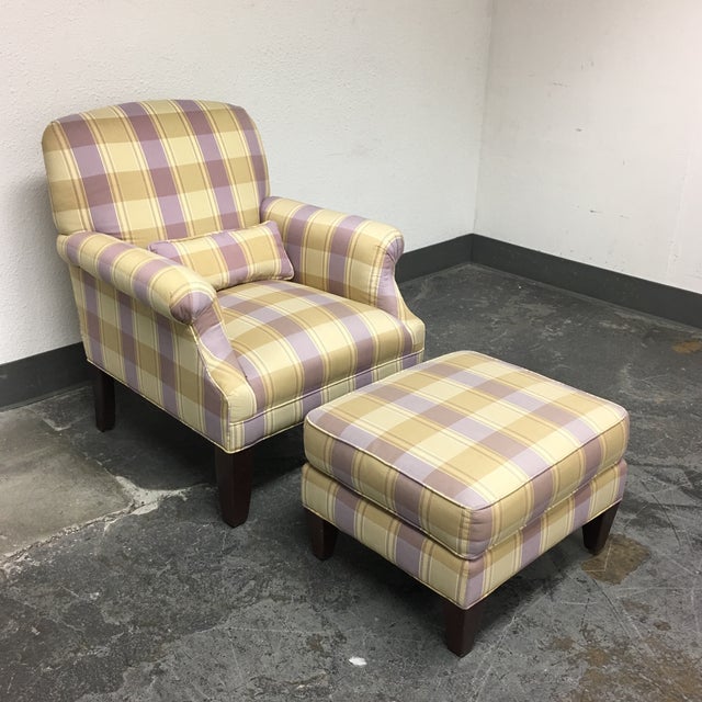 Ethan Allen Upholstered Chair & Ottoman Chairish