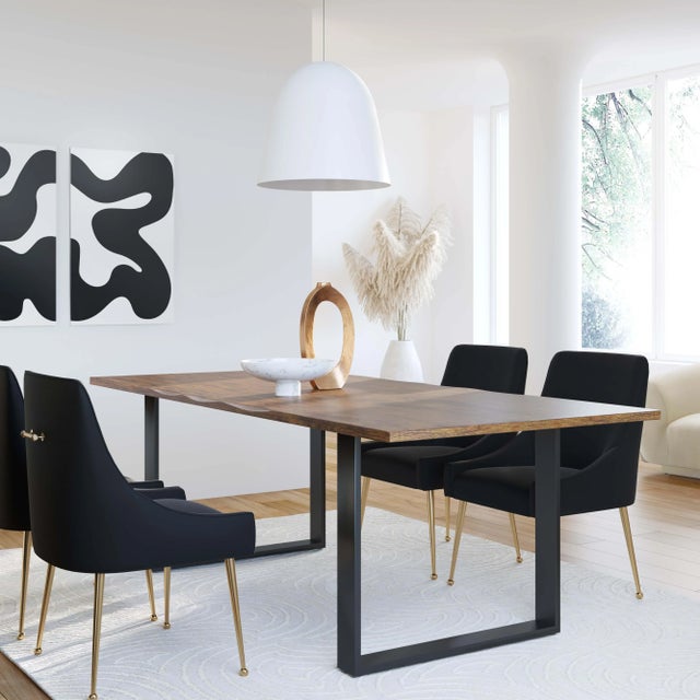 Metal Beatrix Black Velvet Side Chair with Gold Legs For Sale - Image 7 of 8