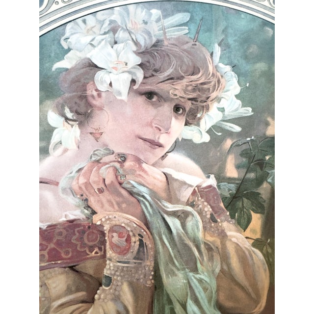 Art Nouveau Vintage French Alphonse Mucha Lu Advertising Poster Reproduction – Sarah Bernhardt For Sale - Image 3 of 17