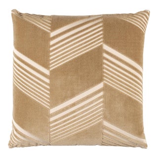 Schumacher x Victor Glemaud Jessie Cut Velvet 18" Pillow In Sand For Sale