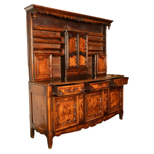Antique French Provincial Normandy Carved Walnut Dresser Buffet Vaissilier 1790 For Sale In Portland, OR - Image 6 of 18