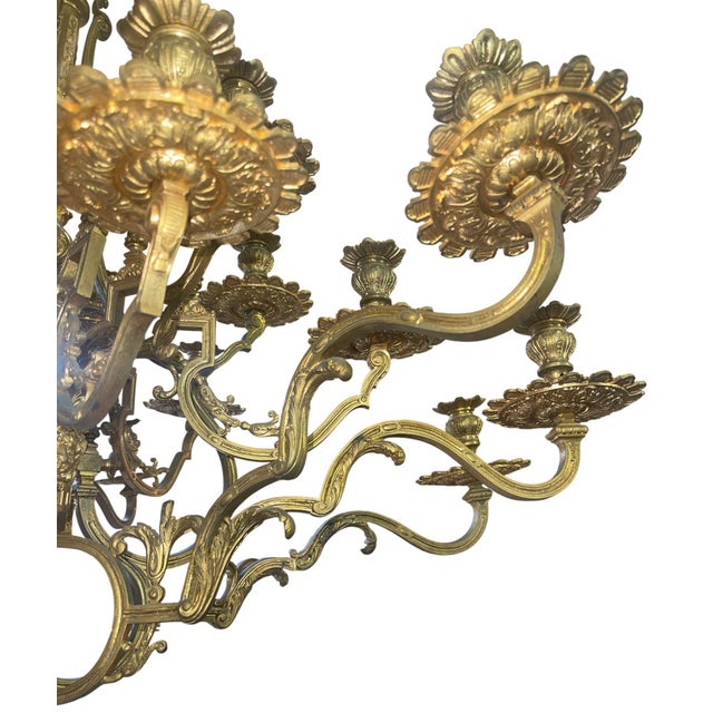 19th Century Impressive 19th Century French Gilt Bronze Chandelier For Sale - Image 5 of 10