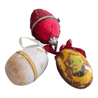 3 Vintage Easter Eggs Holidays Ornaments For Sale