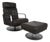 Set of Armchair and Ottoman in Black Leather from Rolf Benz For Sale