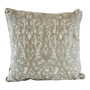 Turkish Moorish Ottoman Style Throw Pillow With Silver Metallic Embroidery