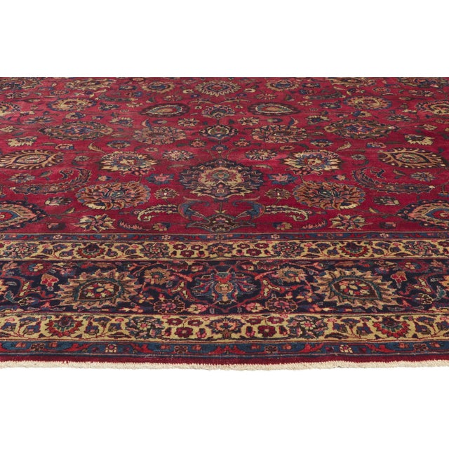 Early 20th Century Antique Persian Mashhad Rug, 11'07 X 16'09 For Sale - Image 4 of 10